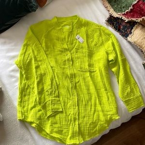 Aerie Tunic Button Down Neon Yellow/Green